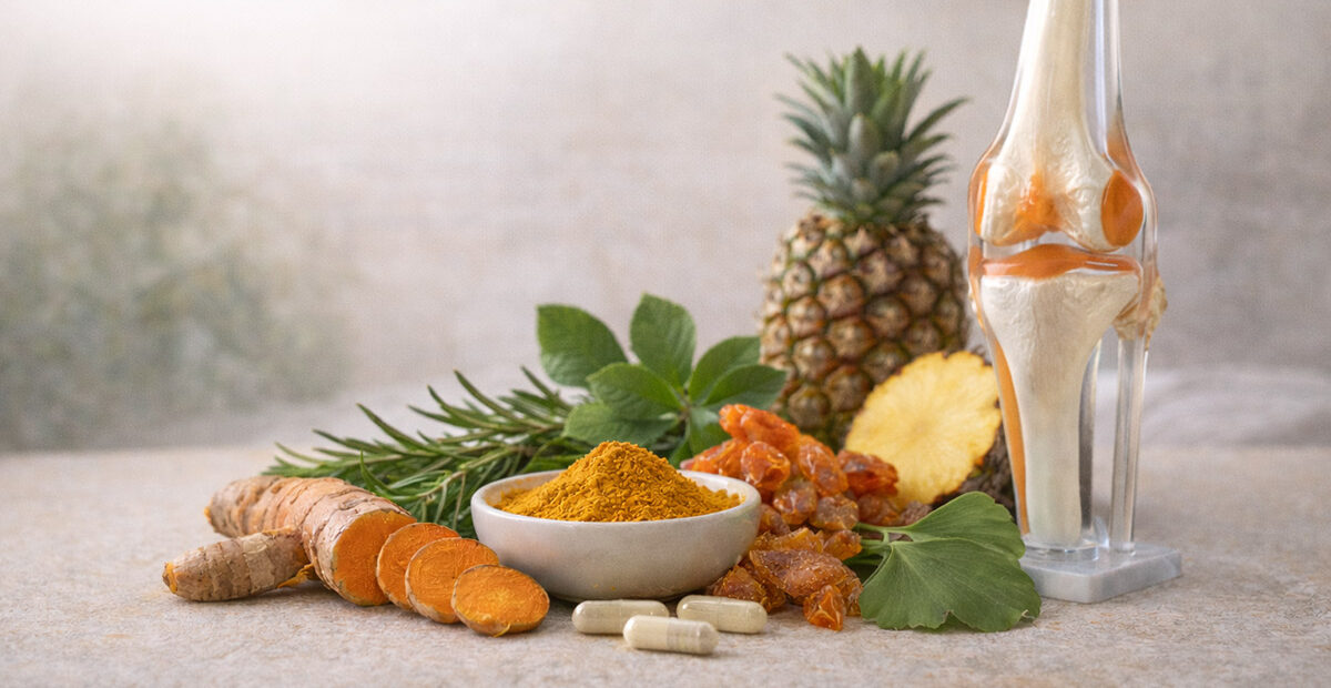 Curcuma e modello anatomico dell’articolazione, rimedi naturali a base di curcuminoidi per il benessere di ossa e articolazioni