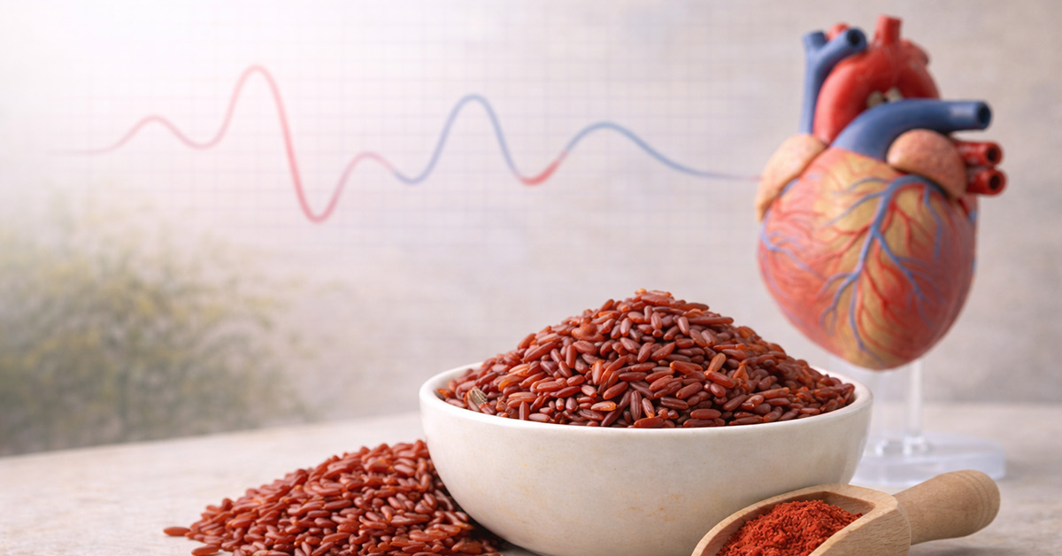 Riso rosso fermentato ed estratto naturale utilizzato per supportare il controllo del colesterolo e la salute cardiovascolare grazie alla monacolina K